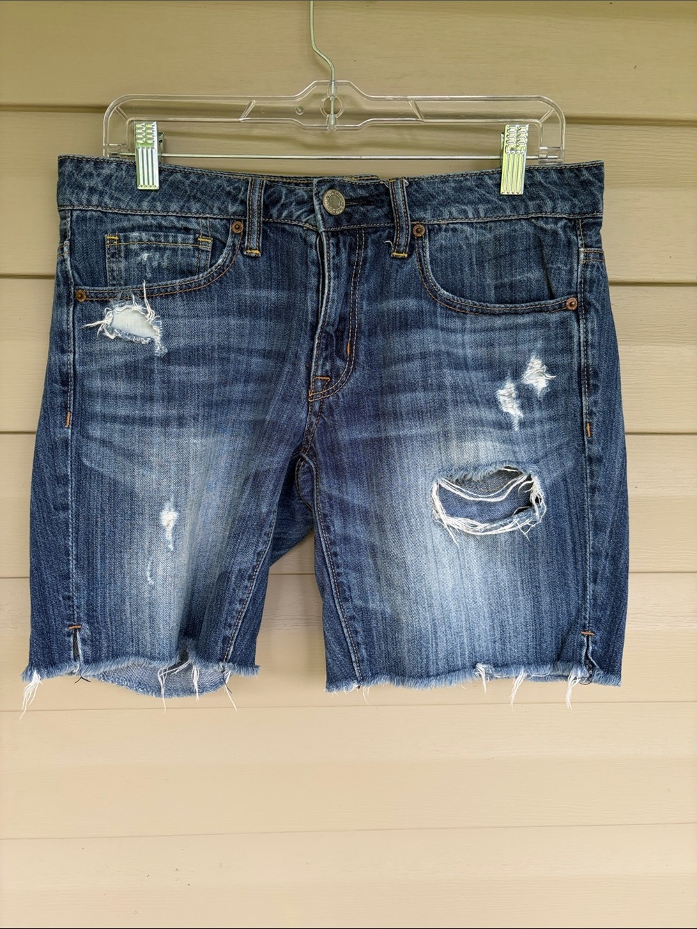 American Eagle Mid-Rise Distressed
Cut-Off Jean Shorts